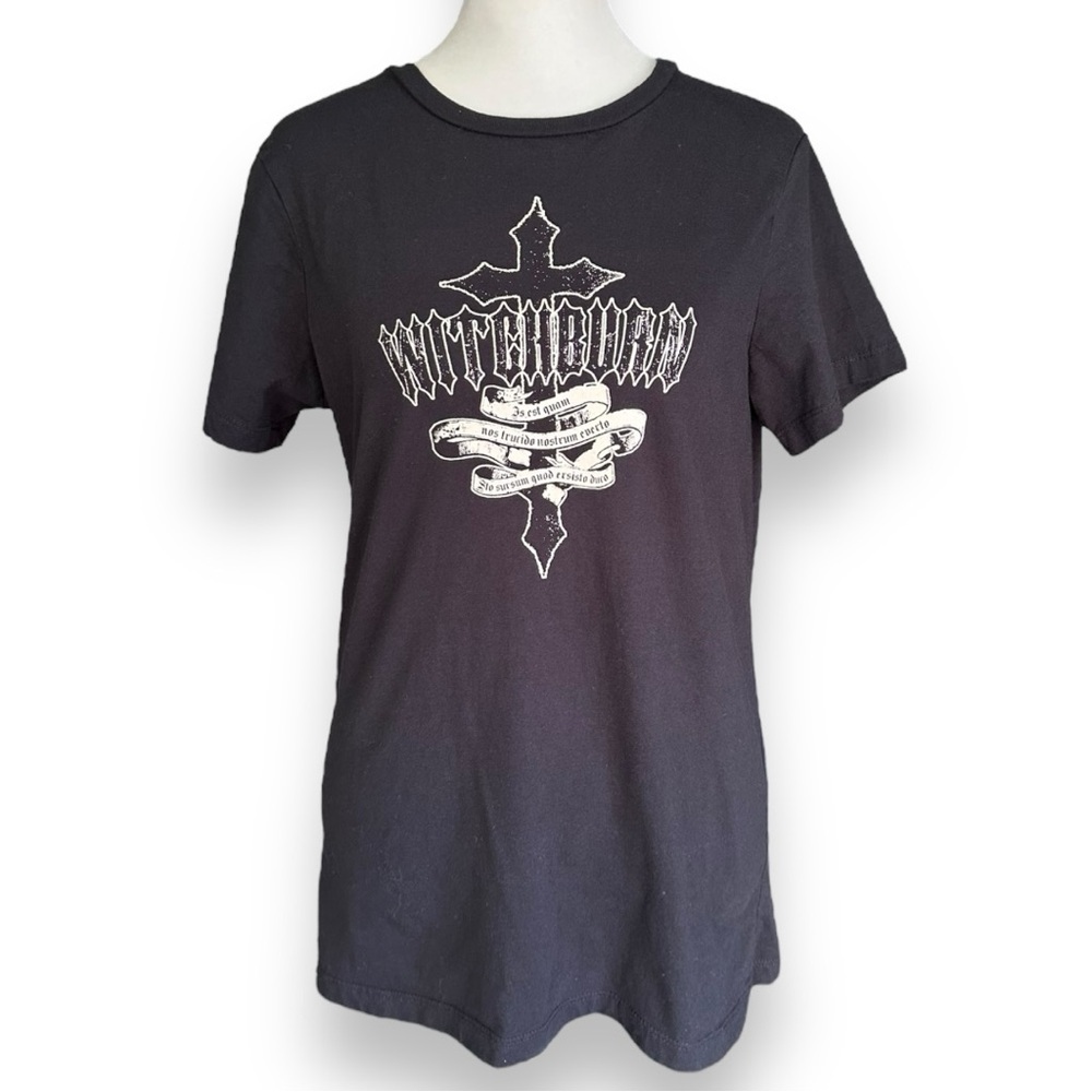 Witchburn Black Cotton Crewneck Short Sleeve Band Tee | Women’s Medium